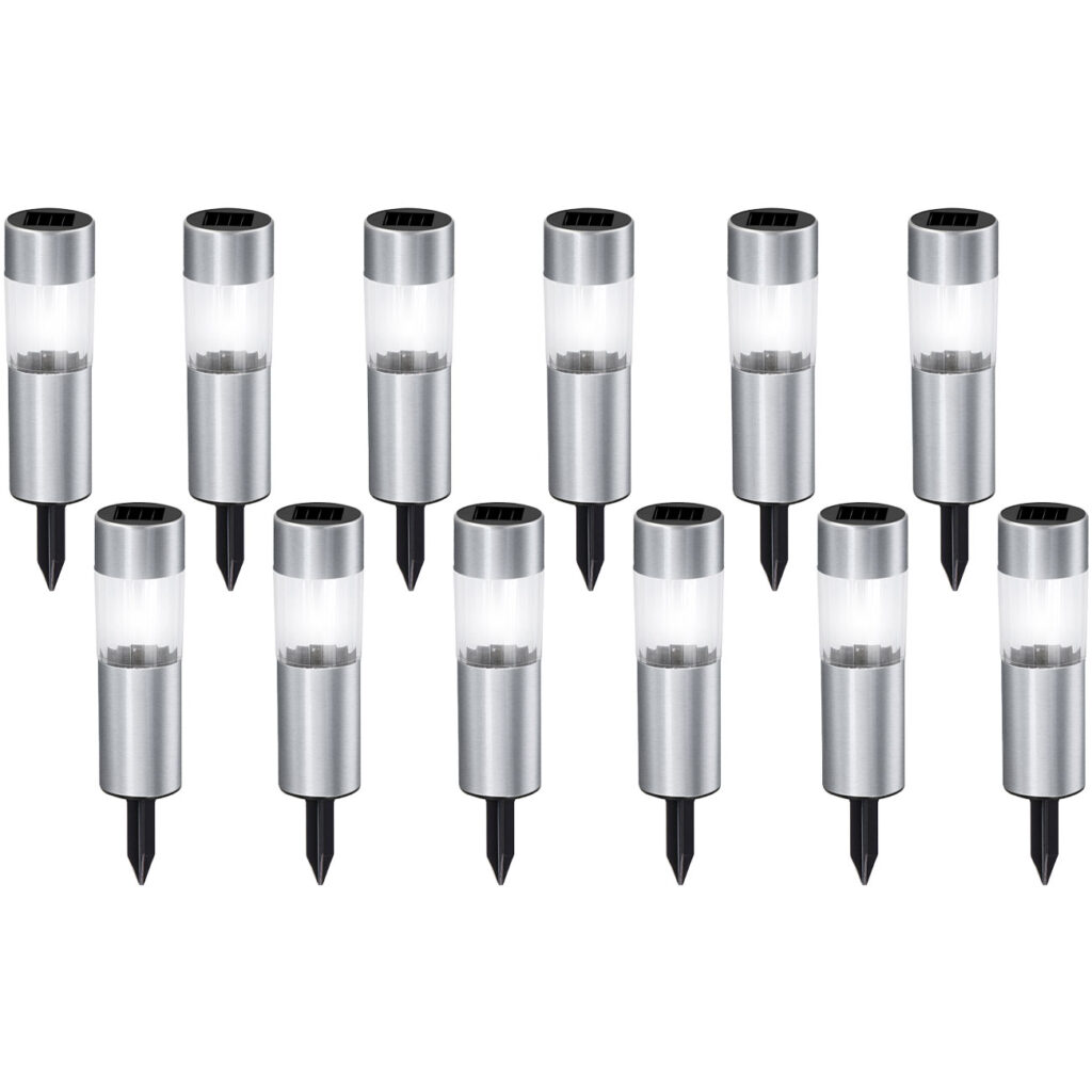 12er-Set Solar Wegeleuchte mit Erdspiess, Ø 4,5 x H 15 cm 12er-Set Solar Wegeleuchte mit Erdspiess, Ø 4,5 x H 15 cm