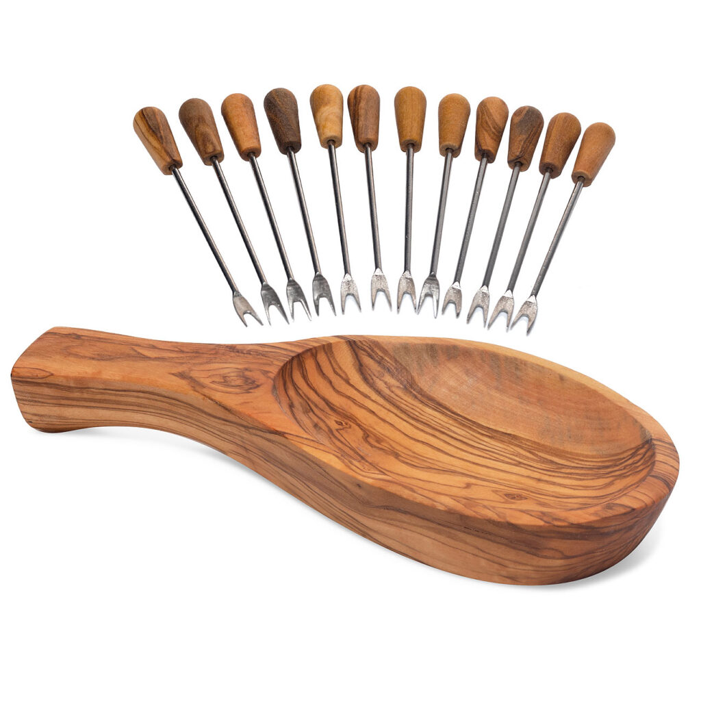Tapas-Set: Schale 22 cm + Snack- und Olivengabeln, 13-teilig