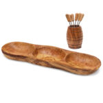 Tapas-Set Fässchen, Olivenholz, Apéro-Set, 8-teilig