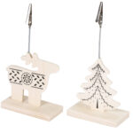 2er-Set Rentier- und Weihnachtsbaum-Clip aus Holz, mit praktischer Klammer zum Befestigen