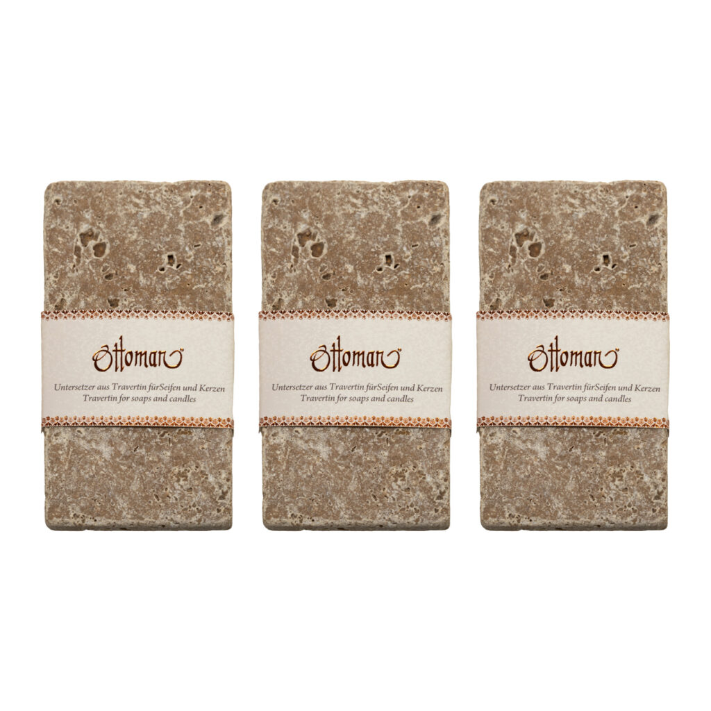 3er-Set Seifenablage aus Travertin, rechteckig, kräftig-braun, 14,5 x 7 cm 3er-Set Seifenablage aus Travertin, rechteckig, kräftig-braun, 14,5 x 7 cm
