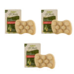3er-Set feste Olivenöl Massageseife mit hochwertigen Ölen, 150 g