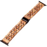 Holzarmband Apple Watch Ebenholz hellbraun mit Edelstahlverarbeitung