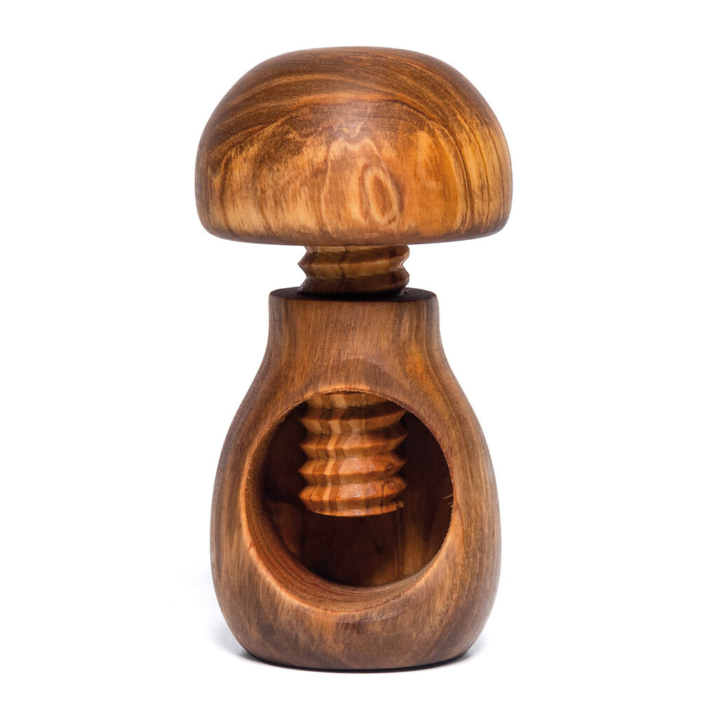 Nussknacker, Pilz mit Schraubgewinde, Olivenholz