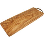 Rechteckiges Brett aus 100% Olivenholz mit Messinggriff, 39 x 16 x 2 cm