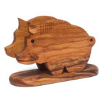Serviettenhalter, Serviettenständer, Wildschwein, 16 x 7 x 9cm, Olivenholz