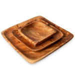 3 quadratische Schalen, Olivenholz, 11 x 11cm, 15 x 15 cm, 20 x 20 cm