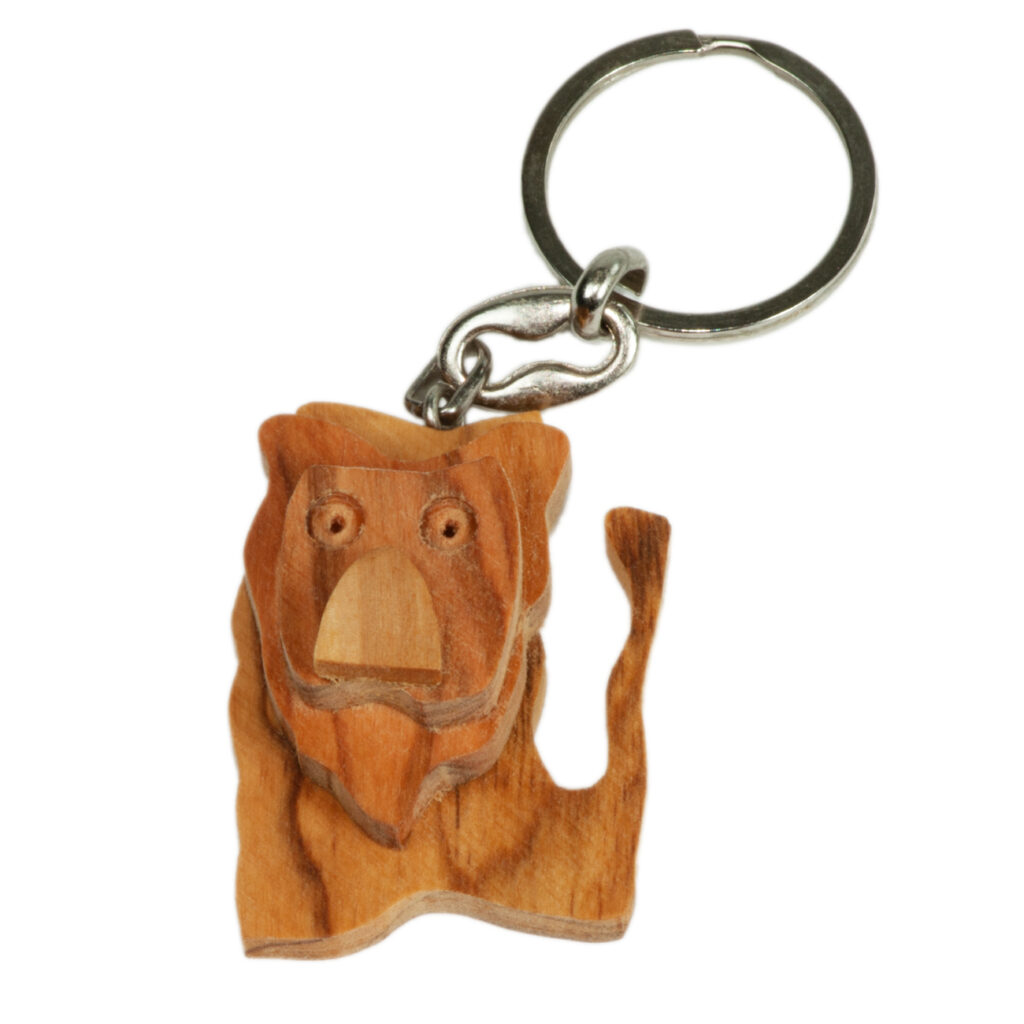 Schlüsselanhänger Löwe, aus Olivenholz, braun, 5 x 5 cm Schlüsselanhänger Löwe, aus Olivenholz, braun, 5 x 5 cm
