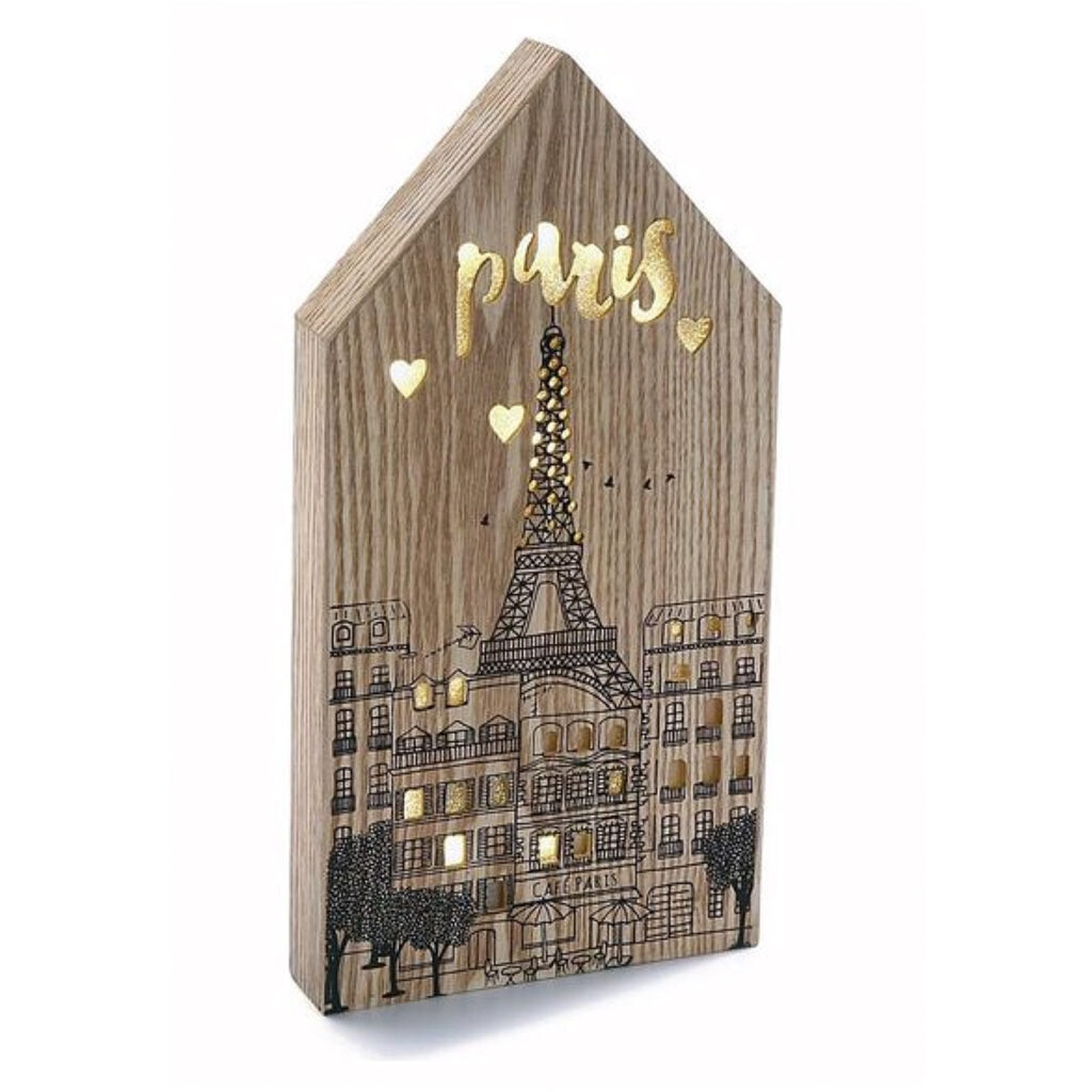 Leuchtdekoration Paris, beleuchtete Häuser, Schrift, 3,5 x 34 x 17cm Leuchtdekoration Paris, beleuchtete Häuser, Schrift, 3,5 x 34 x 17cm
