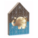 Leuchtdekoration Elefant, Haus-Form, Schrift, 3,5 x 25 x 17cm