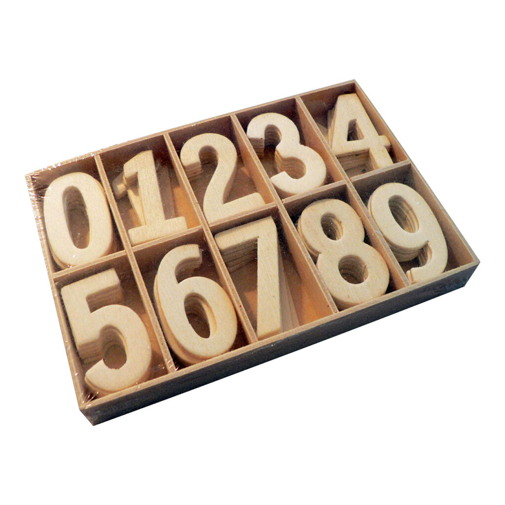 Box mit 6 Zahlensätzen aus Holz, naturbelassen, zum Basteln und Lernen Box mit 6 Zahlensätzen aus Holz, naturbelassen, zum Basteln und Lernen