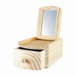 Box aus Holz mit Schublade und Spiegel, natur, 12 x 18 x 7,5 cm