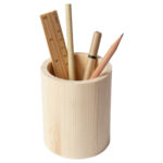 Stiftehalter aus Holz, rund, natur, 10 x 8 cm