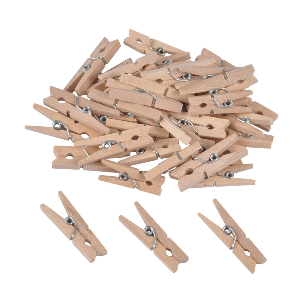 Mini-Klammern aus Holz, 50 Stück natur