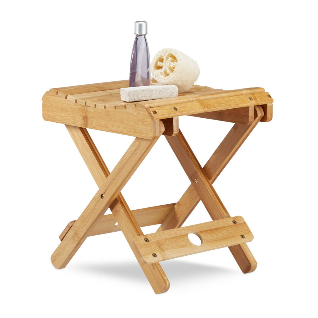 Praktischer Hocker aus Bambus, zusammenklappbar, 31,5 x 27,5 x 28,5 cm Praktischer Hocker aus Bambus, zusammenklappbar, 31,5 x 27,5 x 28,5 cm