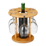 Weinglas-Halter aus Bambus für 6 Wein- und Sektgläser, ca. 25 x 25 cm