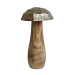 Pilz aus Mangoholz, mit Metall, Silber, 9 x 15 x 9 cm