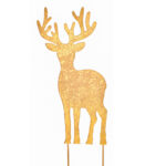 Gartenstecker Hirsch aus Metall, gold, 13 x 41 cm