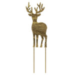 Gartenstecker Hirsch aus Metall, gold, 8 x 27 cm