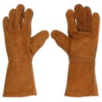 Grillhandschuhe aus 100% Leder, Kaminhandschuh, 1 Paar, 34 x 15 cm