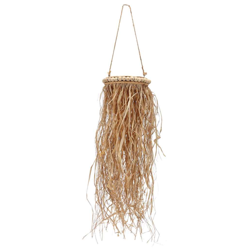 Naturdekoration zum Aufhängen, Hängeschmuck mit Perlenbesatz, natur, 18 x 80 cm
