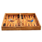 3-in-1 Spielbrett aus Olivenholz, Schachspiel, Dame und Backgammon im Koffer