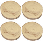 4er-Set Untersetzer aus Holz, Baumstamm Scheiben als Dekoration aus Holz, 20 x 20 x 3 cm