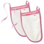 2er-Set Peelinghandschuh Pink Butterfly, pflegendes Körperpeeling für Gesicht & Körper