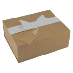 Geschenkbox Papier, Geschenkschachtel mit Deckel und Schleife, 18 x 9 x 23 cm