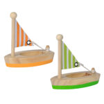 Badeboote im 2er-Set, Wasserspielzeug aus Kiefern- und Birkenholz, 6,5 x 22,6 x 11 cm