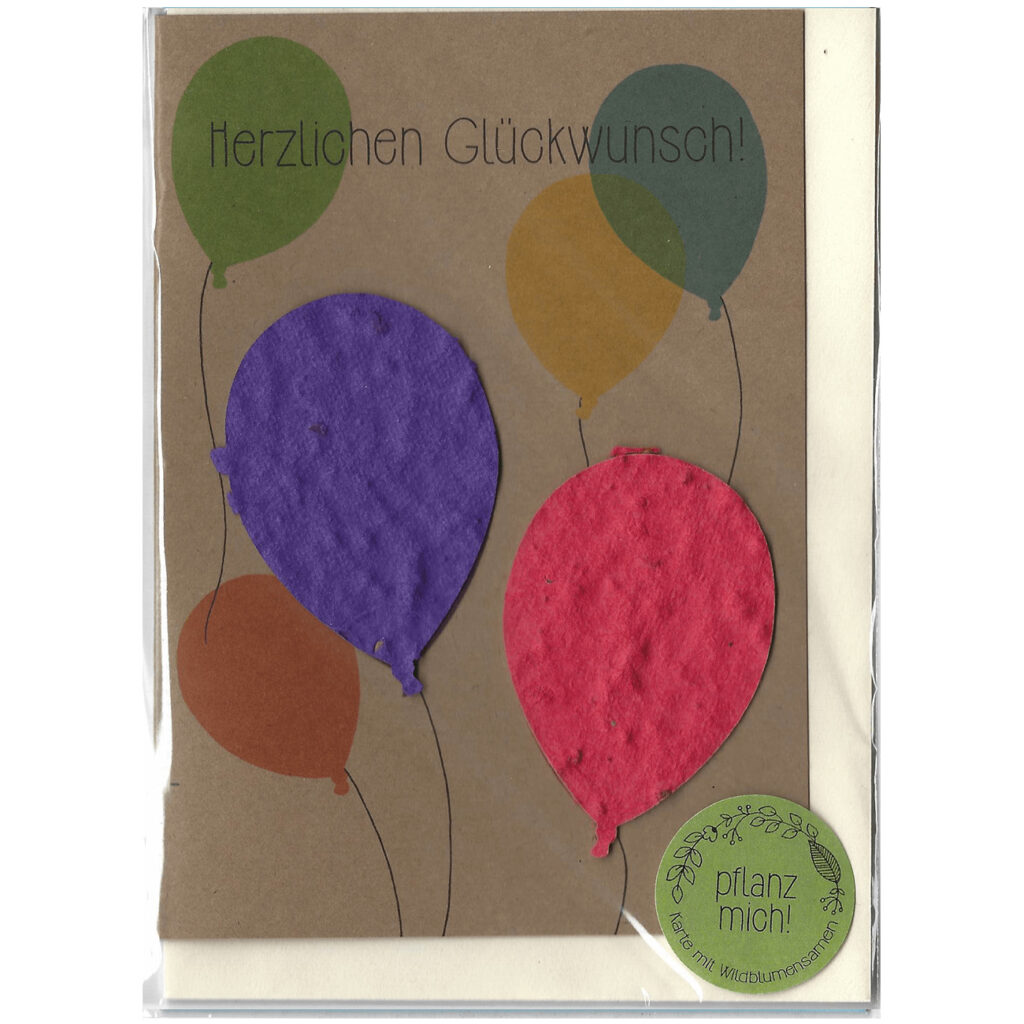Grusskarte Herzlichen Glückwunsch mit Saatgut für Blumen, Karte mit Samen zum Bepflanzen Grusskarte Herzlichen Glückwunsch mit Saatgut für Blumen, Karte mit Samen zum Bepflanzen