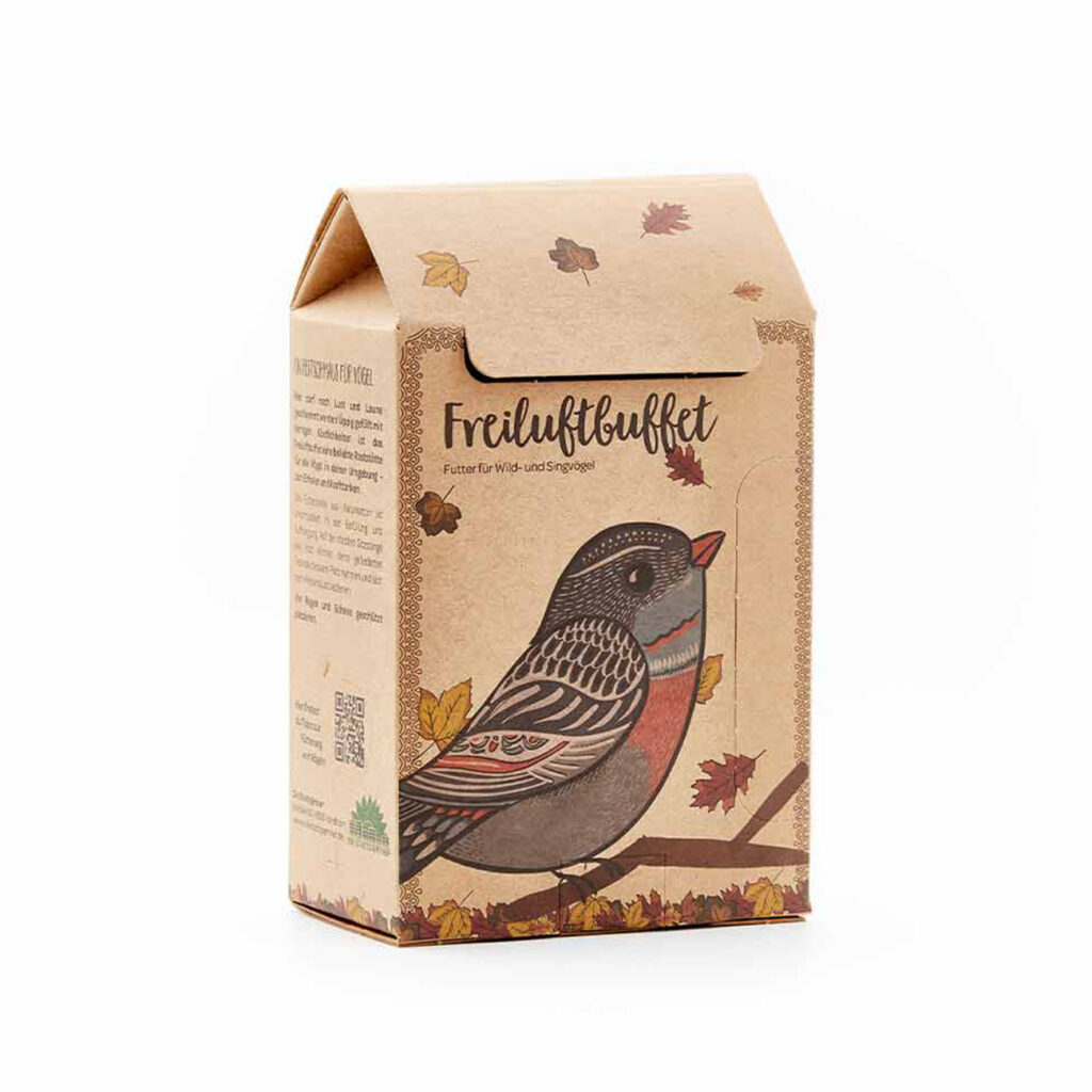 Vogelfutter-Haus aus festem Karton, Futterstation mit Sitzstange, Futter und Schnur Vogelfutter-Haus aus festem Karton, Futterstation mit Sitzstange, Futter und Schnur