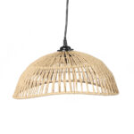 Lampe aus Seil und Metall, strukturierte Deckenleuchte, braun, schwarz, 35 x 35 x 15 cm