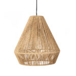 Lampe aus Seil und Metall, strukturierte Deckenleuchte, braun, schwarz, 30 x 30 x 33 cm