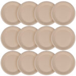 Teller rund aus Zuckerrohr 12er-Set, Teller biologisch abbaubar, 18 x 18 cm