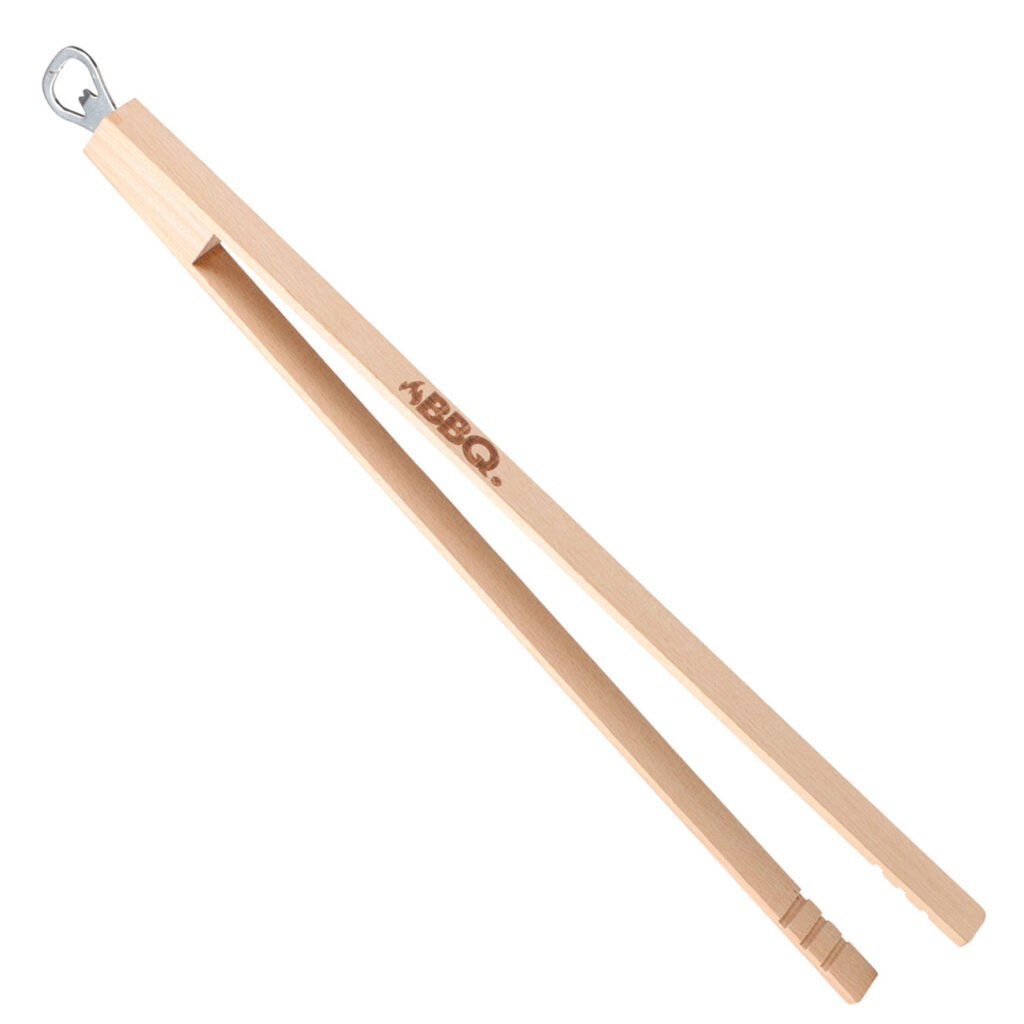 Grillzange mit Flaschenöffner, Kochzange aus Holz, Länge 48 cm Grillzange mit Flaschenöffner, Kochzange aus Holz, Länge 48 cm