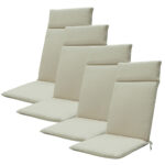 Hochlehner-Auflage 4er-Set, Gartenstuhlkissen wasserabweisend, beige, 120 x 50 cm