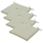 Stuhlkissen Outdoor 4er-Set Bändchen, Sitzkissen wasserabweisend, beige, je 40 x 40 cm