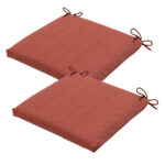 Stuhlkissen Outdoor 2er-Set Bändchen, Sitzkissen wasserabweisend, terra, je 40 x 40 cm