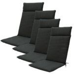 Hochlehner-Auflage 4er-Set, Gartenstuhlkissen wasserabweisend, dunkelgrau, 120 x 50 cm