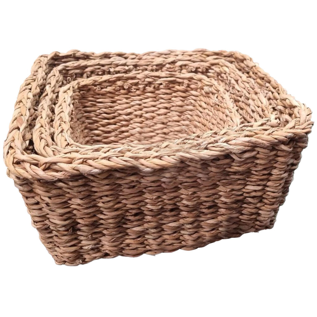 Aufbewahrungskörbe, viereckig, 3 Körbe, Seegras