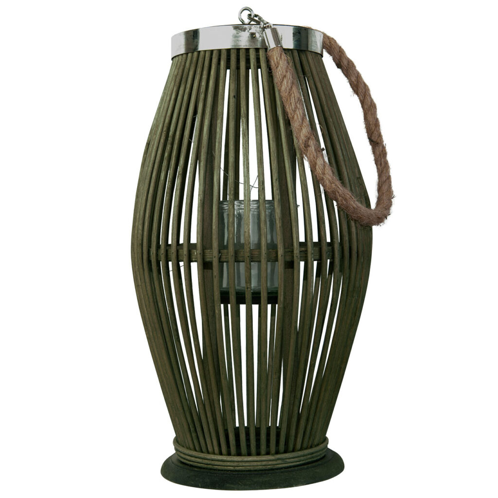 Laterne aus Bambus mit Windlicht aus Glas, grün, Ø 21 x Höhe 38 cm Laterne aus Bambus mit Windlicht aus Glas, grün, Ø 21 x Höhe 38 cm