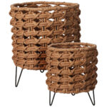 Blumentopfhalter Rattan, braun, Übertopf, 2 Grössen