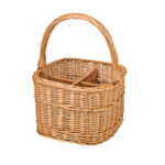 Flaschenträger aus Weide, Flaschenkorb mit Trage-Henkel, 28 x 38 x 28 cm