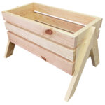 Blumenkasten aus Holz, Pflanzkübel mit 4 Standfüssen, natur, 54 x 39 x 31,5 cm
