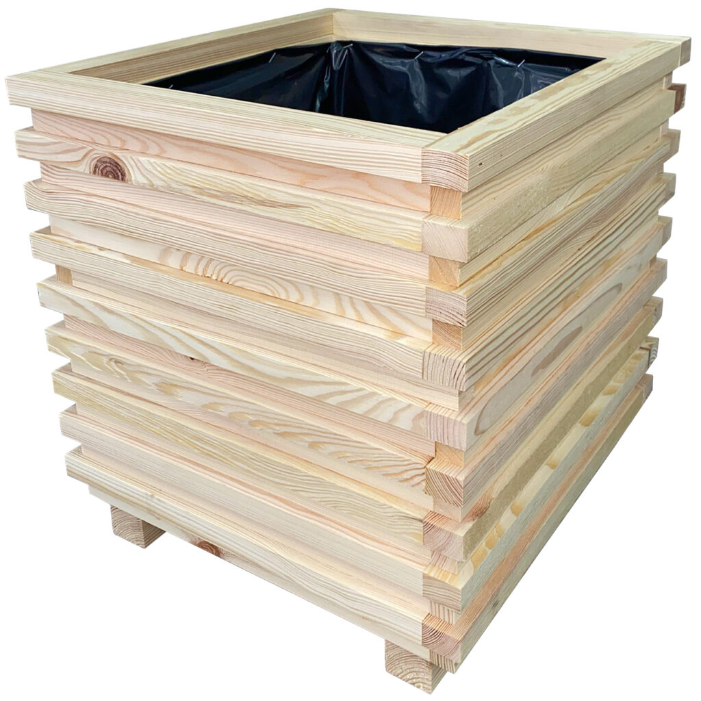 Pflanzkasten aus Holz, Blumenkübel mit Innenfolie, braun, 30 x 30 x 32 cm Pflanzkasten aus Holz, Blumenkübel mit Innenfolie, braun, 30 x 30 x 32 cm