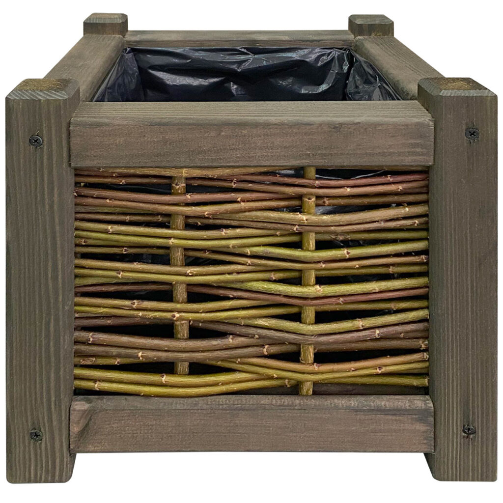 Blumenkasten aus Rattan und Holz, Pflanzkübel mit Innenfolie, braun, 40 x 40 x 40 cm Blumenkasten aus Rattan und Holz, Pflanzkübel mit Innenfolie, braun, 40 x 40 x 40 cm