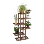 Blumenregal aus Tannenholz, Pflanzenständer mit 5 Ebenen, 125 x 81 x 25 cm, dunkelbraun