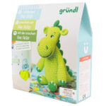 Häkel Set Dino mit Garn, Nadel, Füllmaterial und Anleitung, Kreativset Häkeln