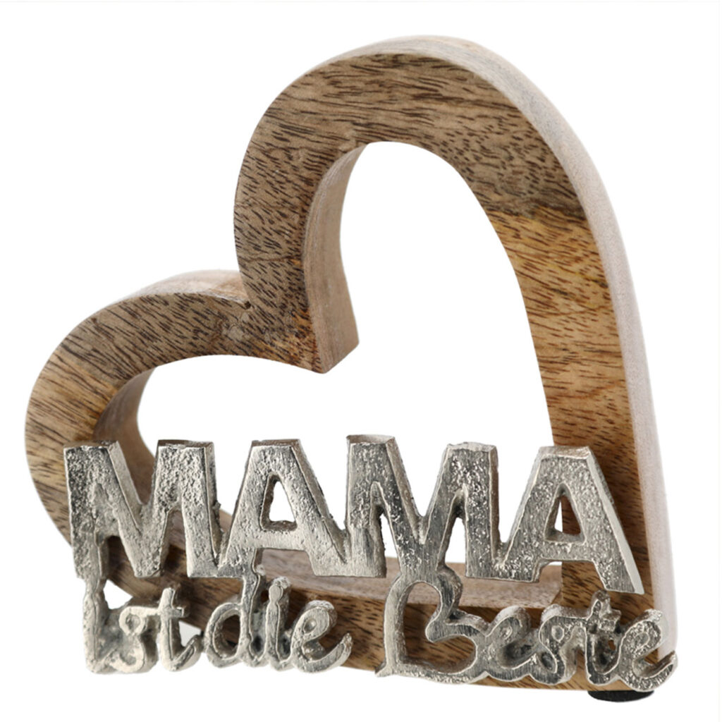 Dekoherz aus Holz, Mama ist die Beste, L 15 x B 5 x H 15 cm Dekoherz aus Holz, Mama ist die Beste, L 15 x B 5 x H 15 cm